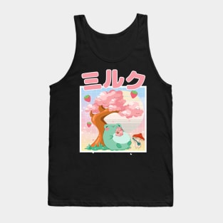 Strawberry Milk Kawaii Frog and Mushroom Tank Top